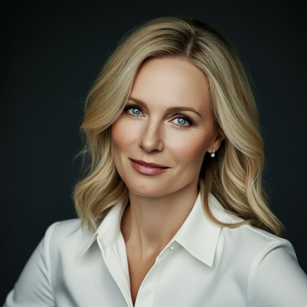 Detailed Portrait of a Blonde Woman with Blue Eyes