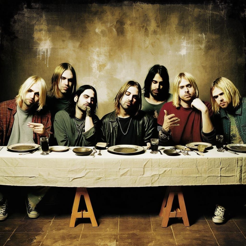 Grunge Masterpiece of the Last Supper in Moody Fusion Style