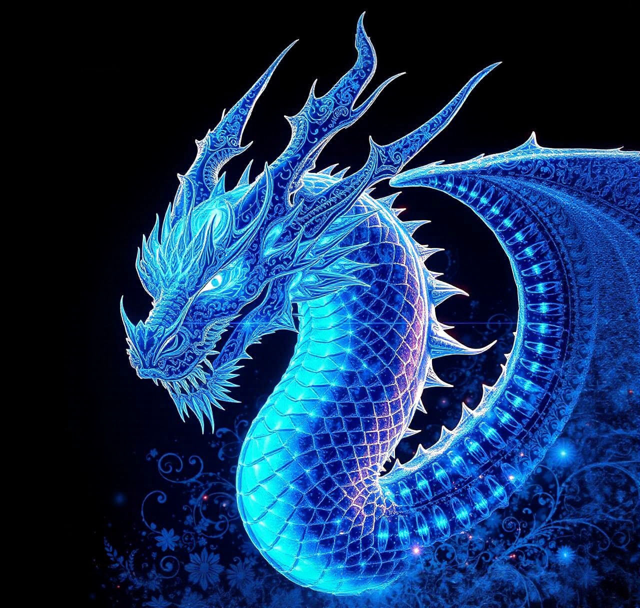 Bioluminescent Dragon Portrait in Ethereal Style