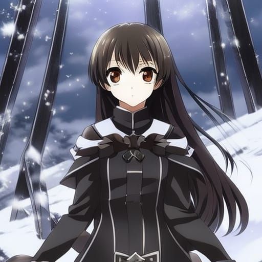 Anime Portrait: Black Hair, Brown Eyes, White Skin