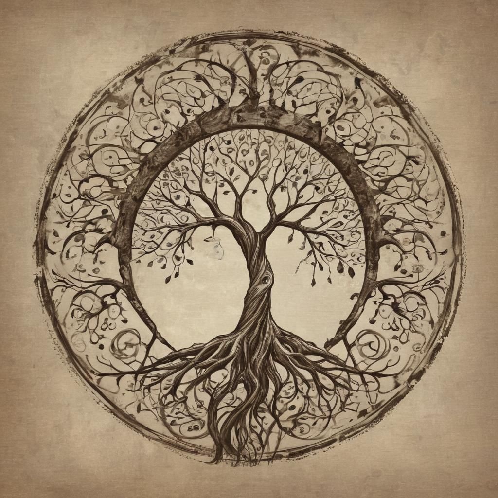 Abstract Circle Tree of Life Illustration