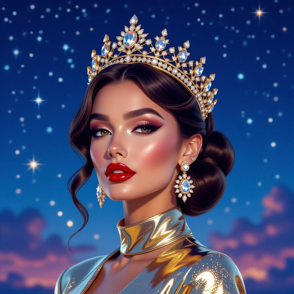 Woman in Crown: Photorealistic Digital Portrait