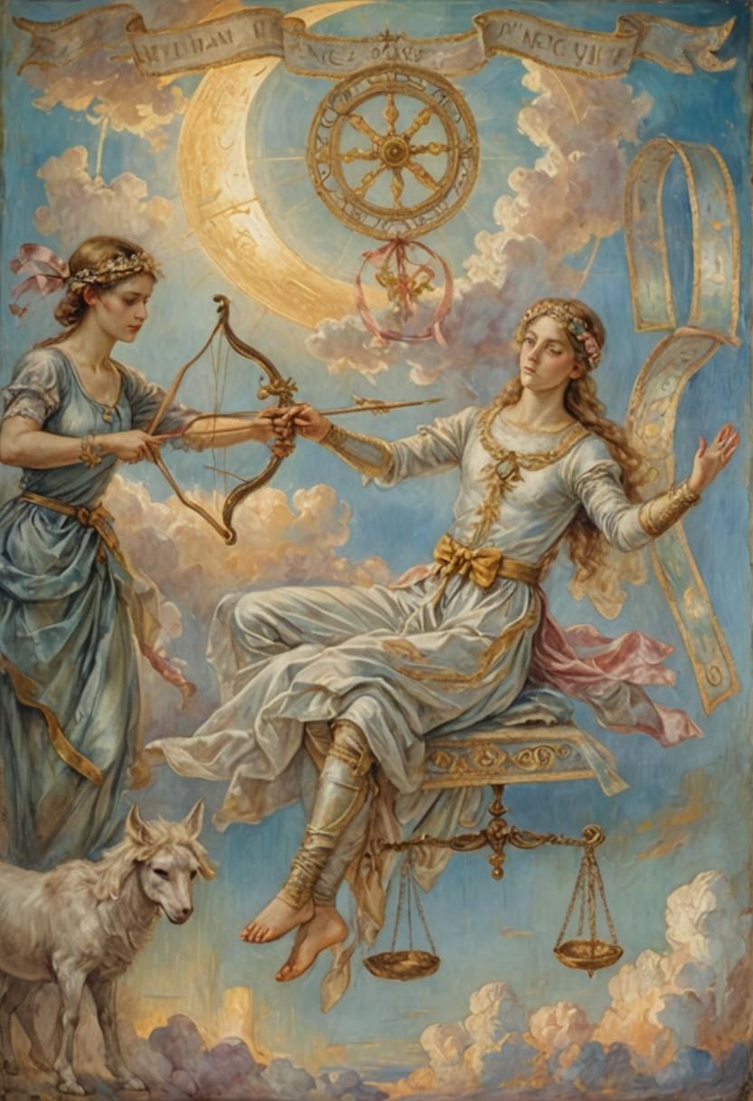 Symbolist Art: Blindfolded Archer in Dreamy Pastel Scene