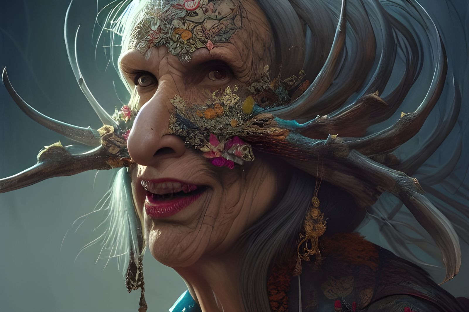 Detailed Portrait of Baba Yaga in Hyperrealism Style