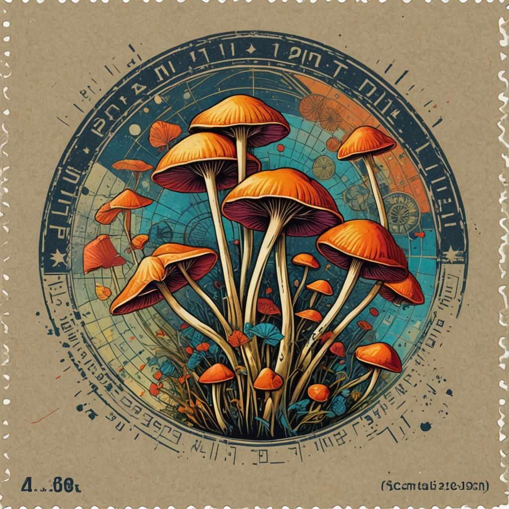 USA Psilocybin Stamp in Pop Art Style