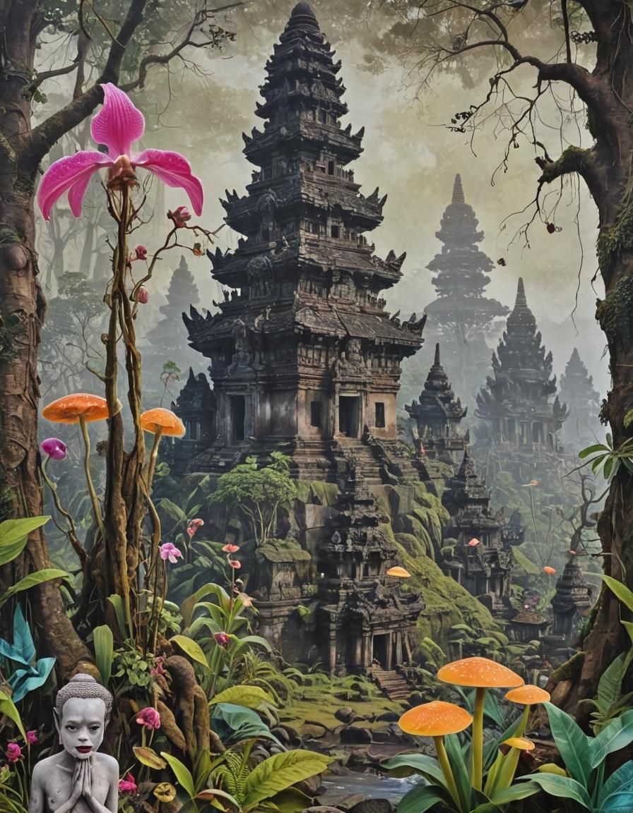 Vibrant Mixed-Media Collage in Pop Surrealism Style