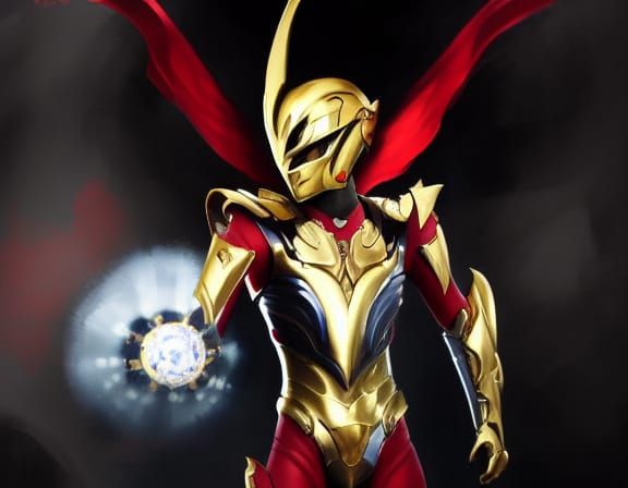 Golden Kamen Rider in Fighting Stance: Anime Digital Art