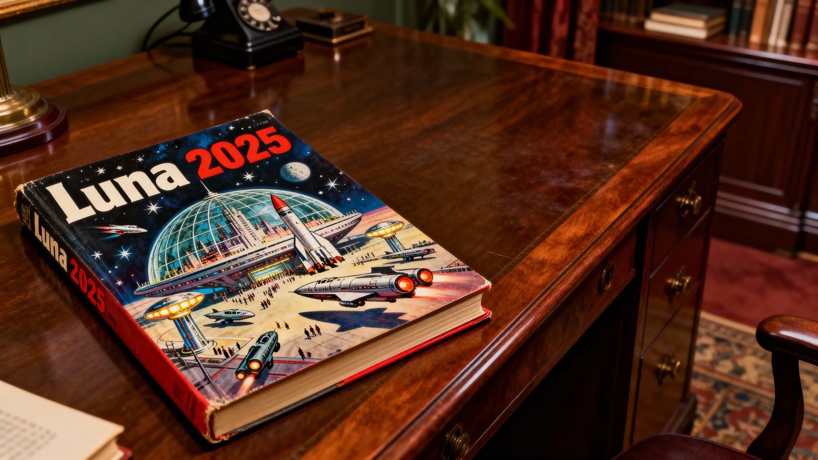 Vintage 1920s Sci-Fi Novel Cover: Luna 2025