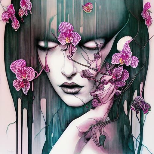 Orchid Lady: Hyperdetailed Floral Portrait