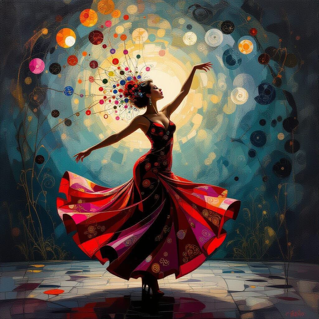 Stylized Microbes with Vibrant Antennae Dance in Blood