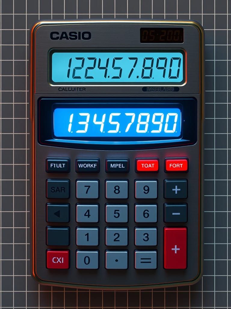 Vintage-Inspired Calculator with Retro-Futuristic LCD Displa...