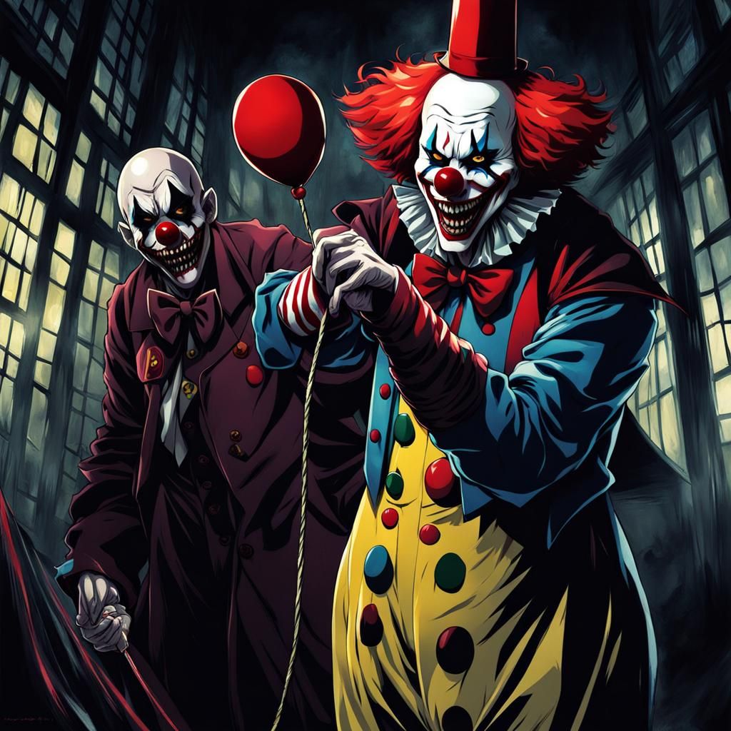 Creepy Killer Clown in Anime Style