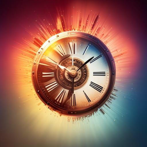 Exploding Clock Face in Hyperrealistic Splash Art