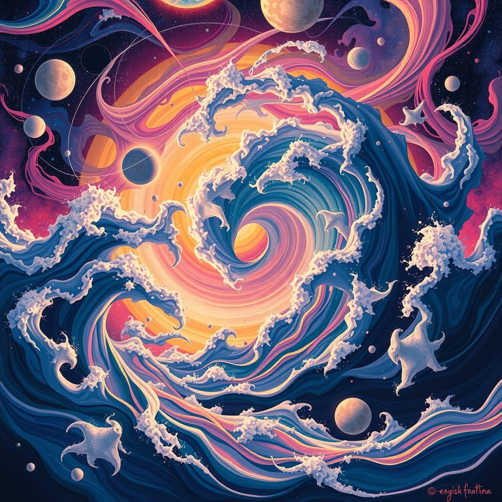 Futuristic Psychedelic Cosmic Ocean Art