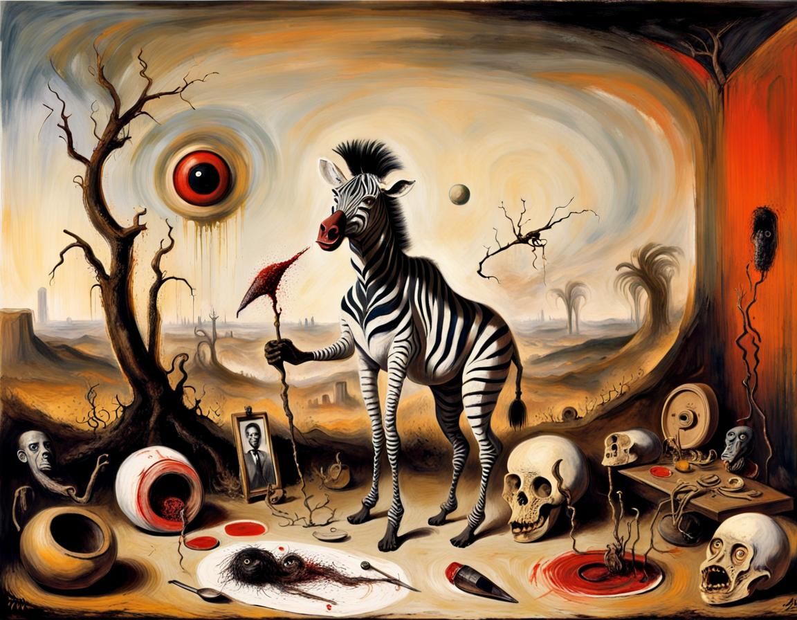 Mutant Creature in Romantic Landscape, Painterly Style