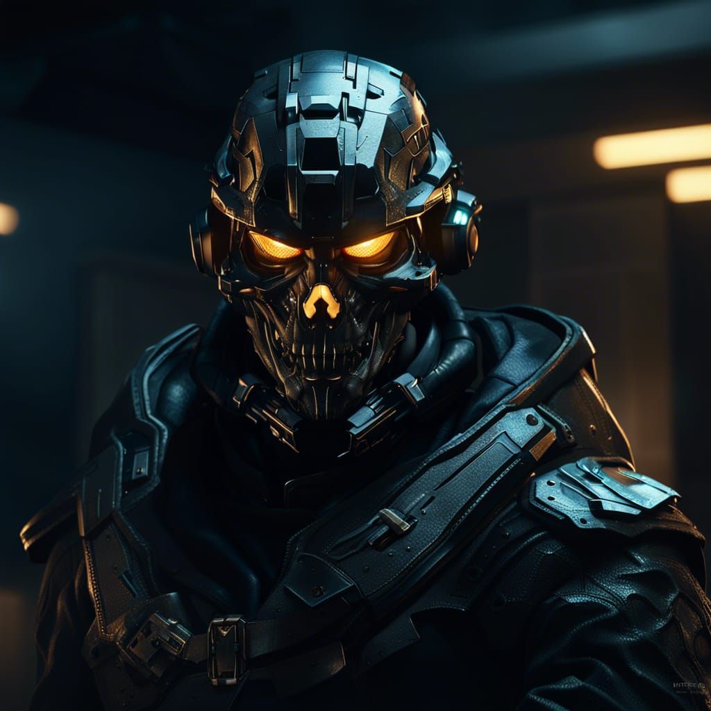 Halo Spartan Soldier in Dark Military Office