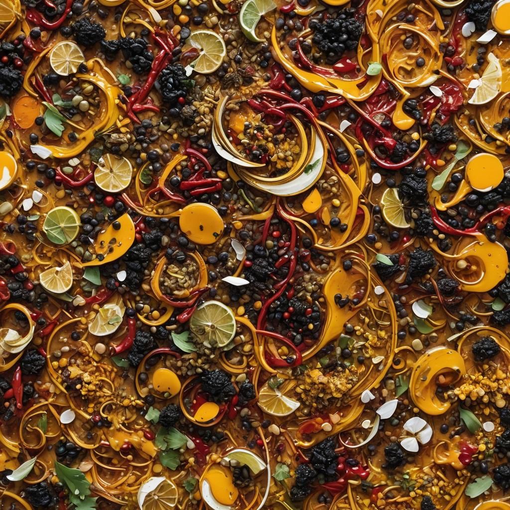 Colorful Street Foods in Abstract Close-Up Art