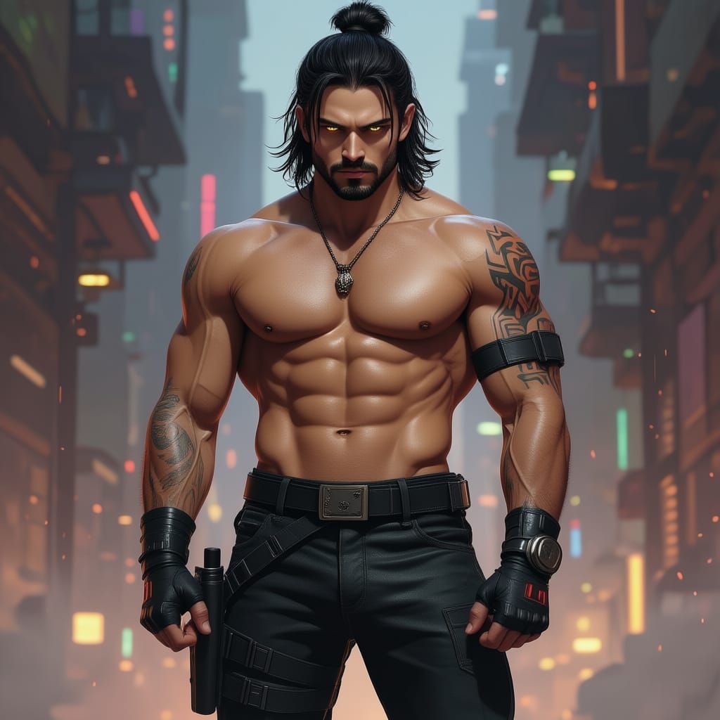 Man with Stylish Man Bun Hairstyle