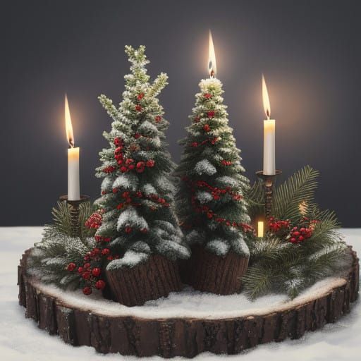 Two Soldiers by a Festive Yule Log in Hyperdetailed Style