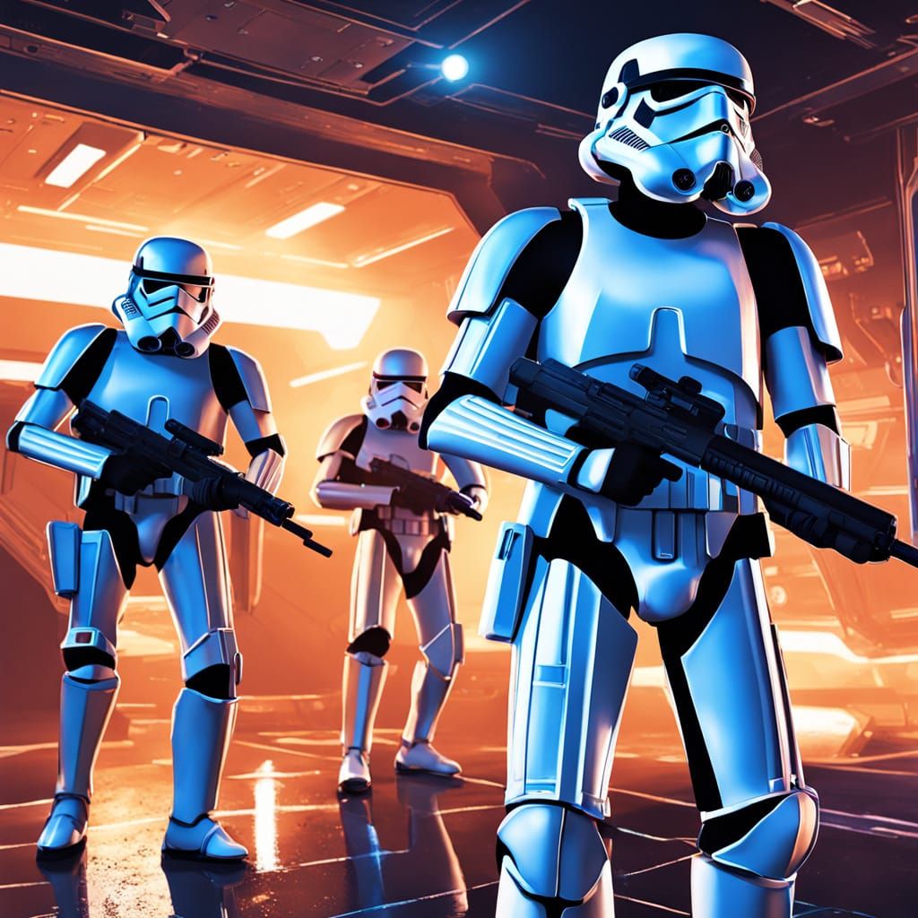 Stormtroopers Control a Spaceport Gate: Digital Sci-Fi Art