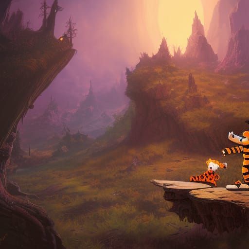 Calvin and Hobbes Detailed Matte Painting