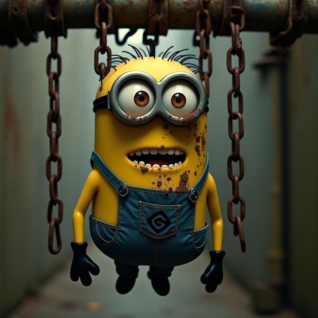 Distressed One-Eyed Minion in Sepia Tone