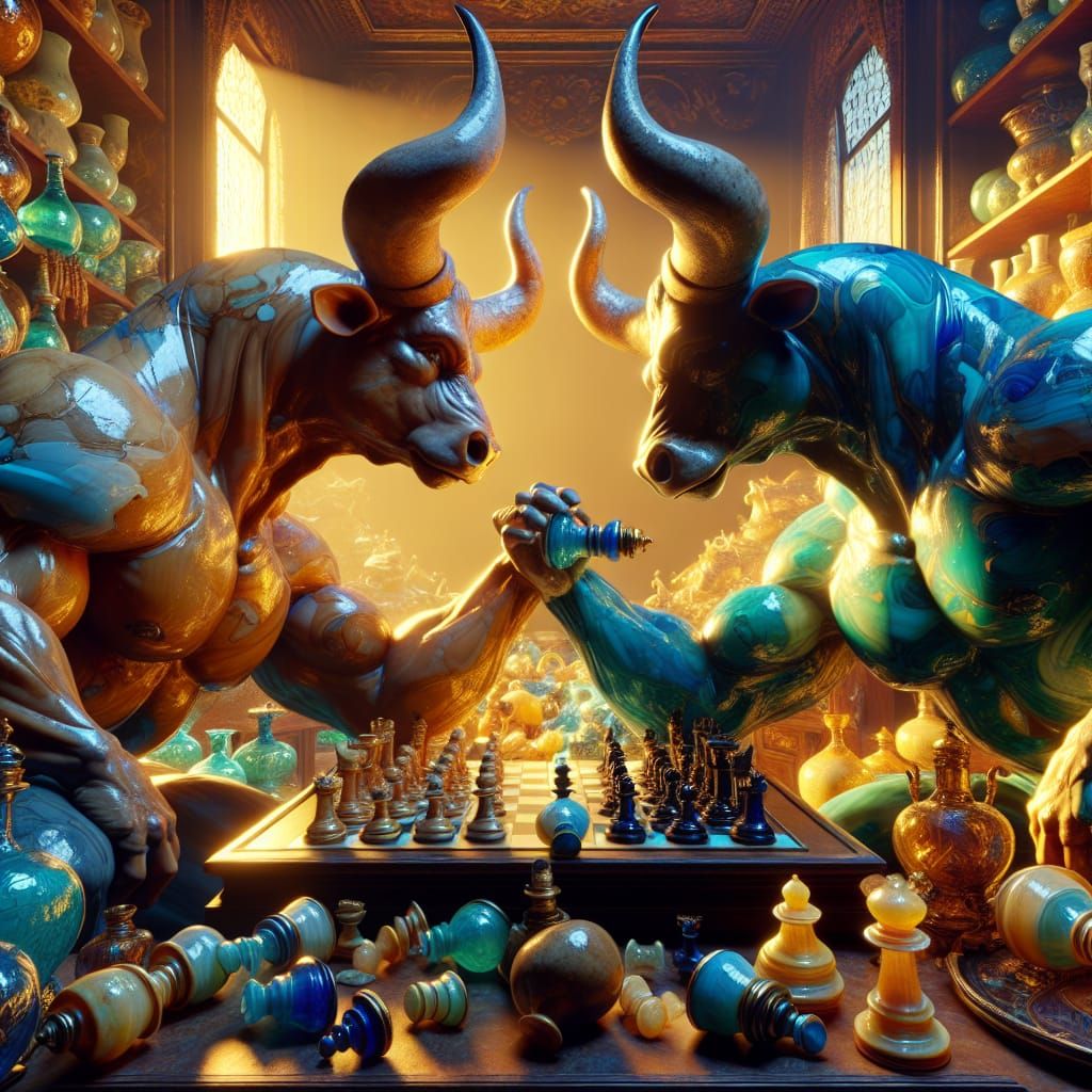 Bulls Play Chess in China Shop with Glass Pieces
