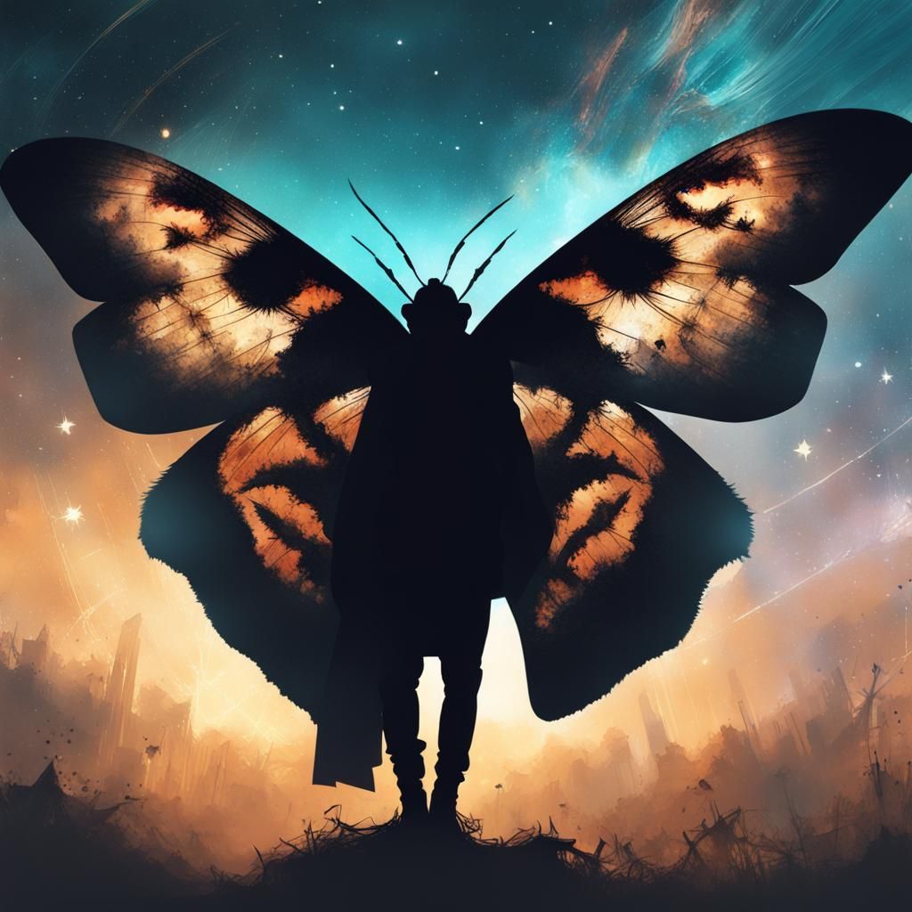 Galaxy Moth Silhouette in Deep Field