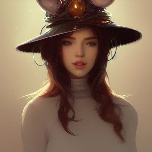 Kitty in Weird Hat, Hyperdetailed Portrait