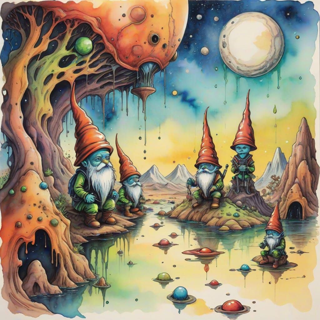 Surreal Watercolor Landscapes of a Futuristic Martian Wonder...