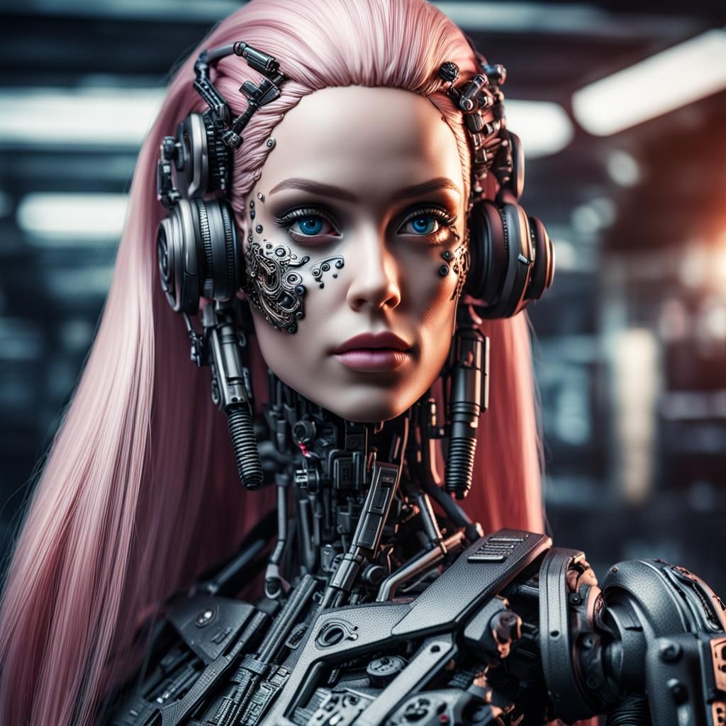 Hyperrealistic Borg Barbie with Intricate Details