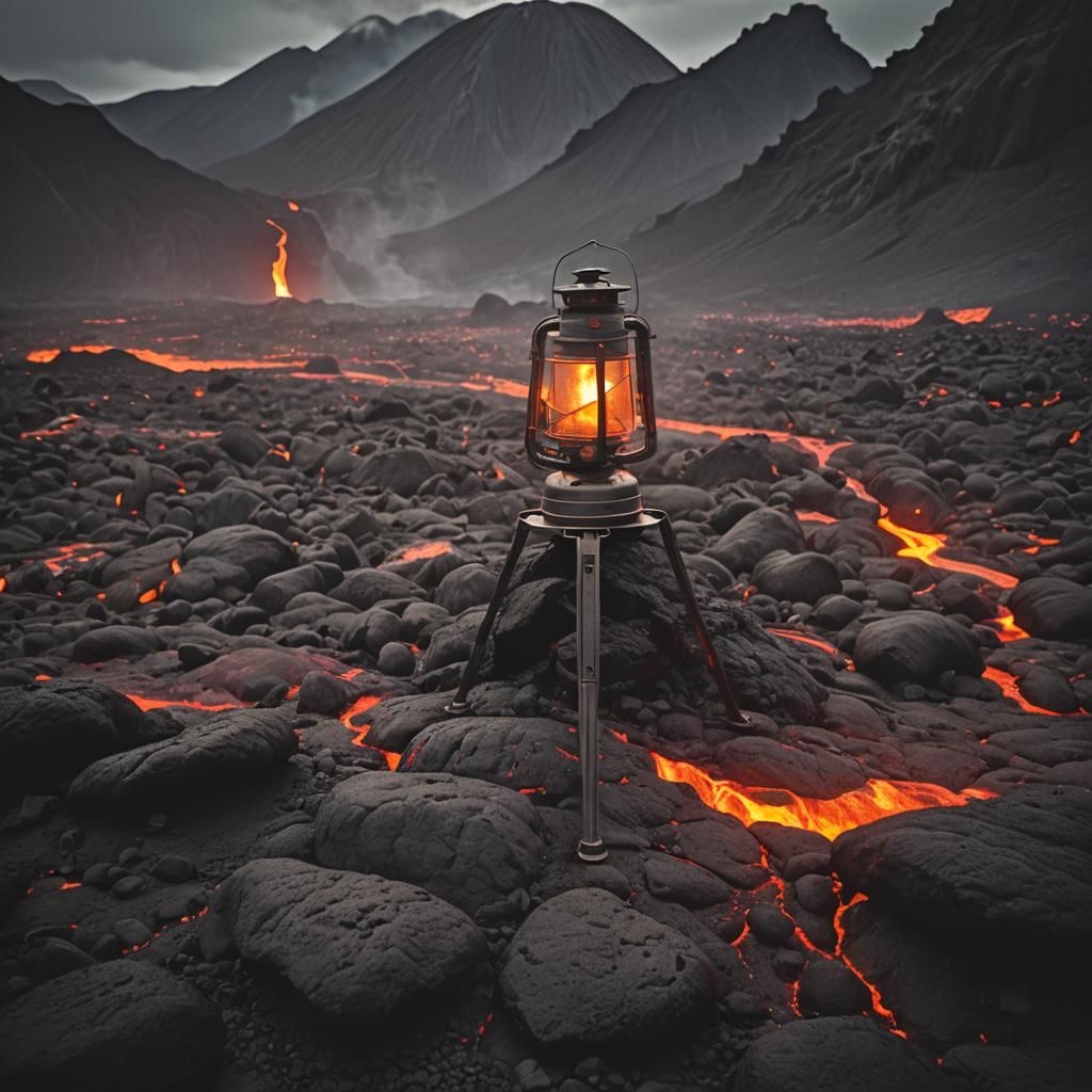Volcanic Lantern: A Cinematic Still Life