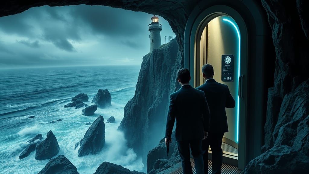 Lighthouse Time-Fold Facility with Men in Black Agents