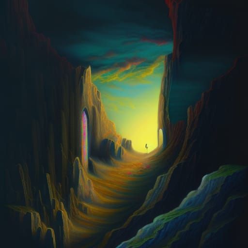 Cave Entrance to Mysterious Light: Surreal Dreamscape