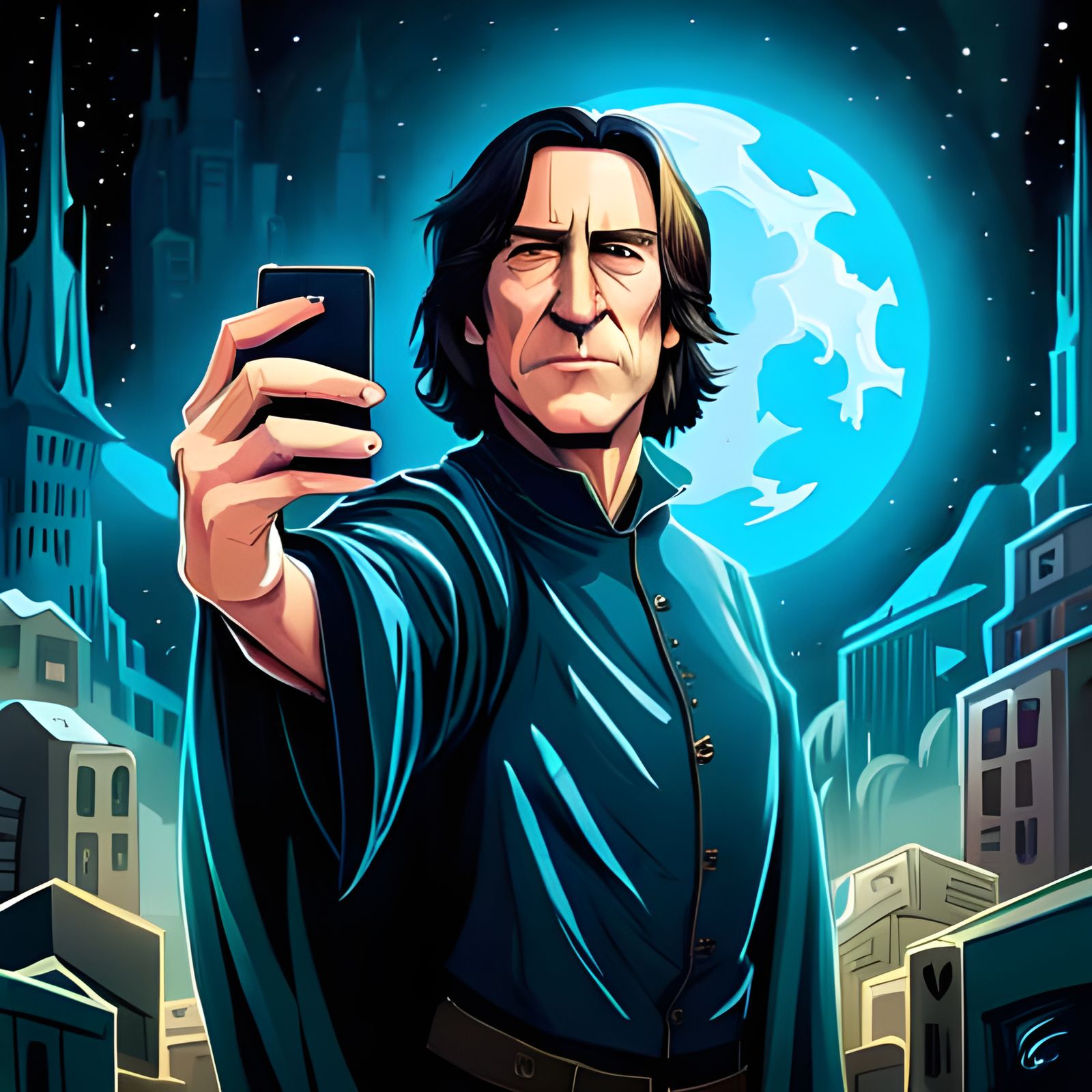 Smiling Severus Snape Selfie Portrait
