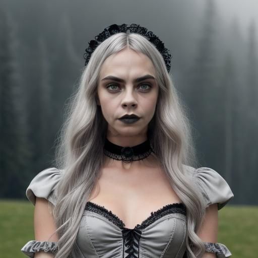 Gothic Fantasy Scene with Victorian-Style Figure