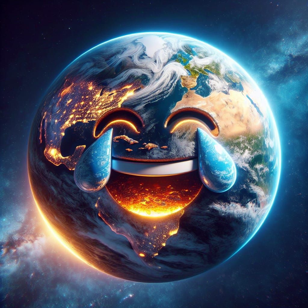 Earth as a Laughing Emoji: A Matte Painting