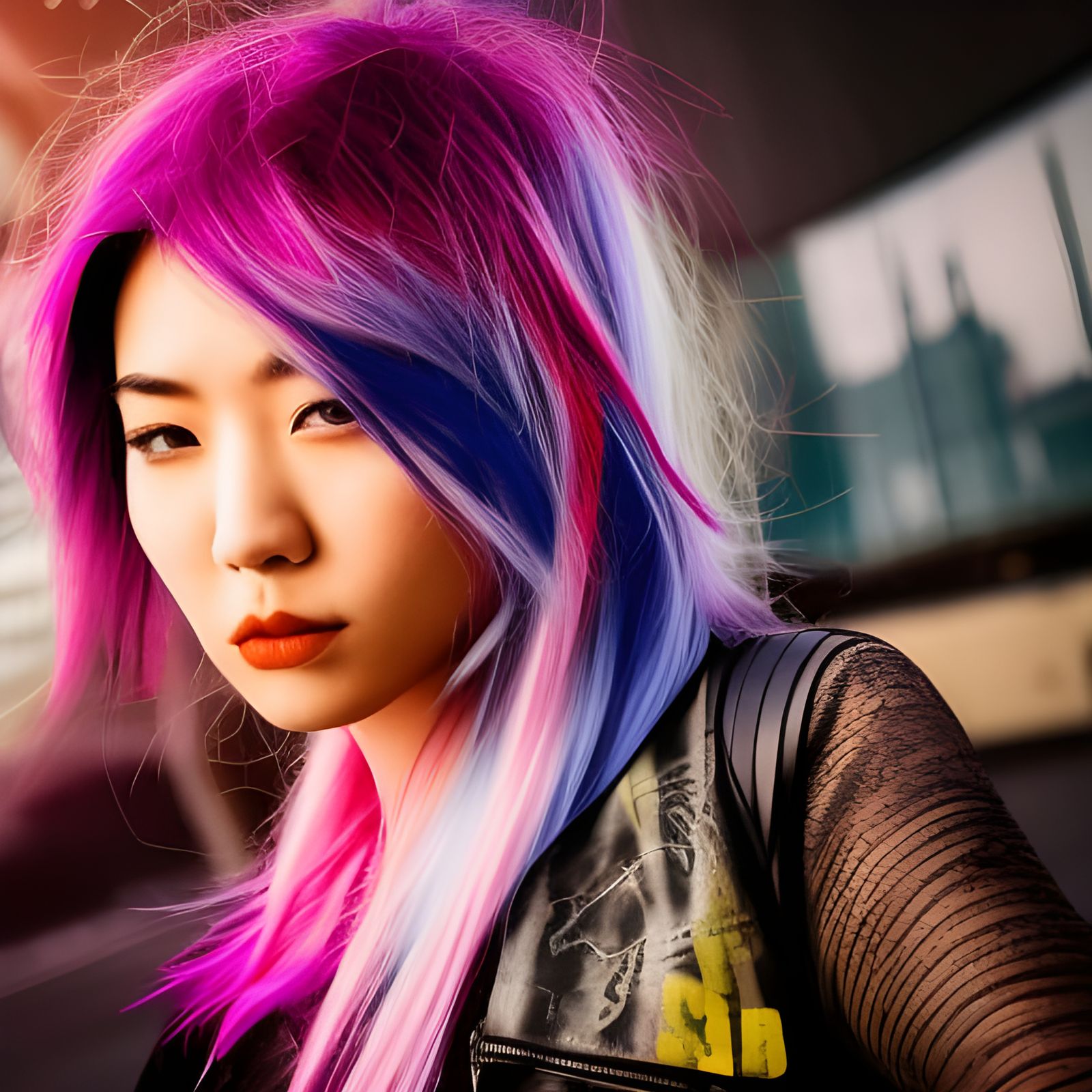 Futuristic Asian Woman with Dragon Tattoo