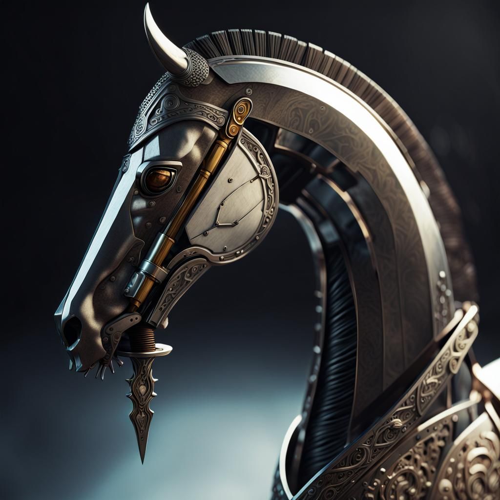 Sci-Fi Falcata Sword with Bronze Horse Handle