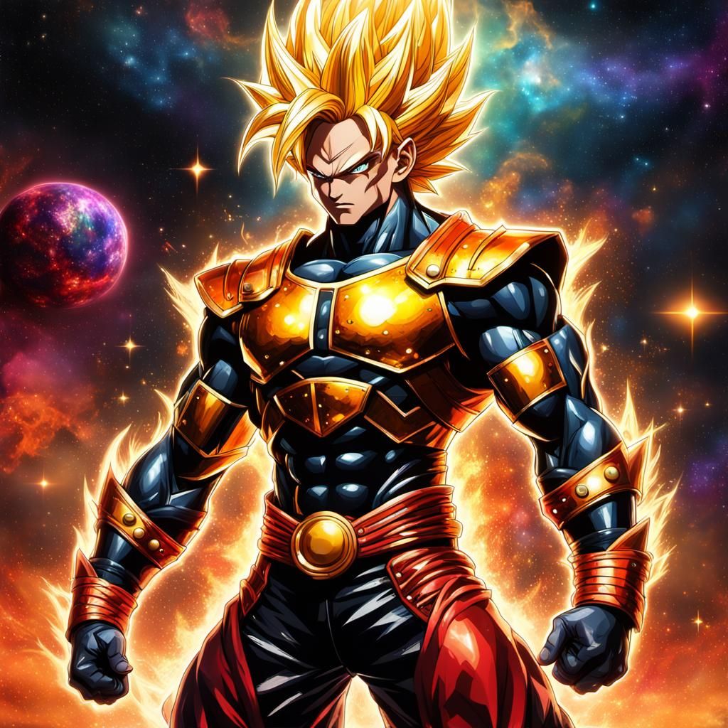 Hyperdetailed Super Saiyan Warrior in Charcoal