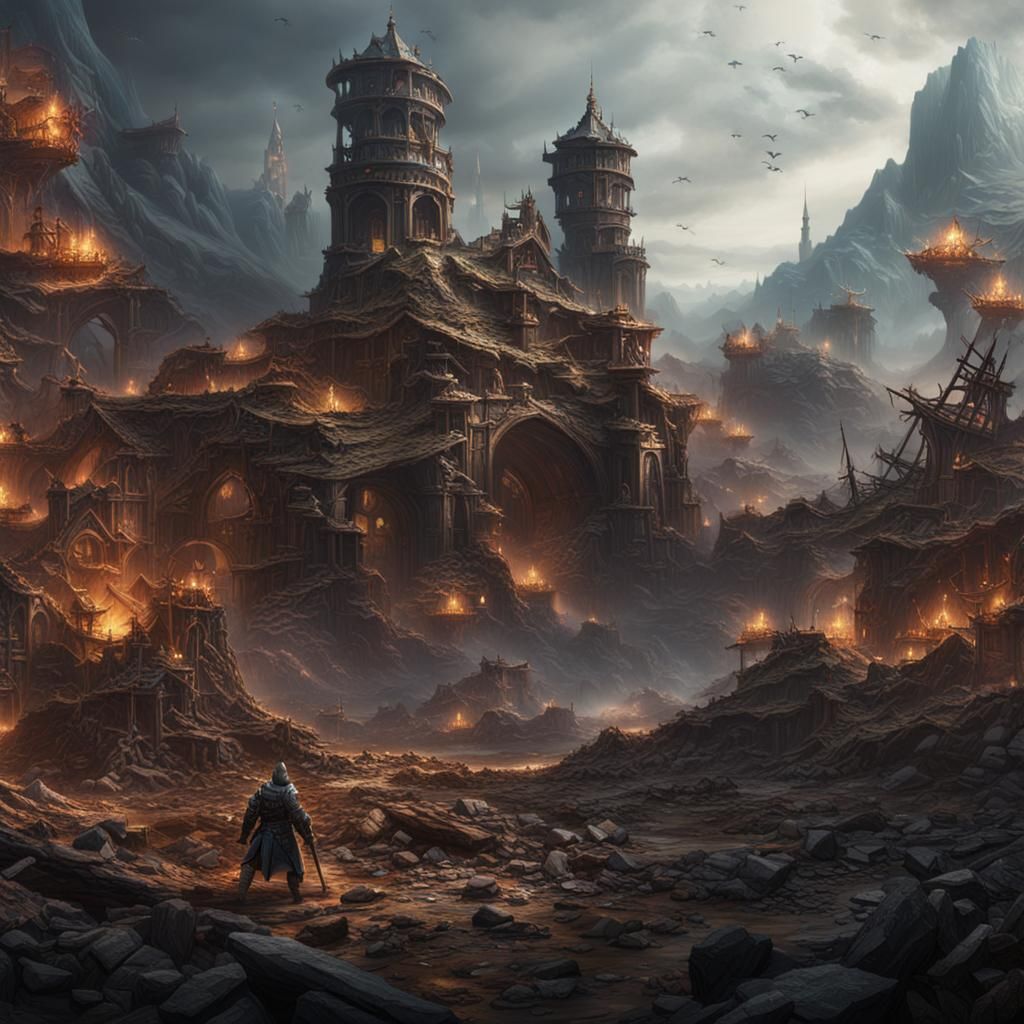 Fantastical War Scene in Detailed Matte Painting