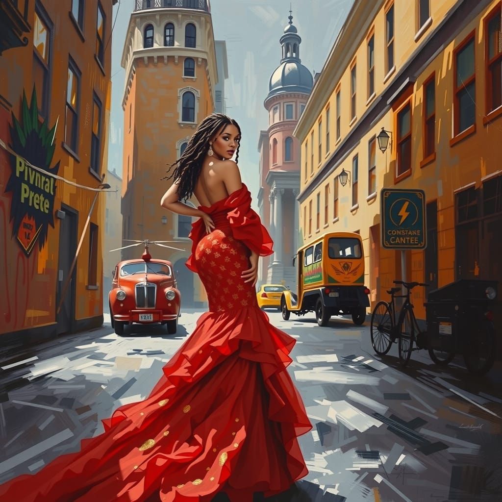 Elegant Nigerian Woman with Braids in Soft Lighting