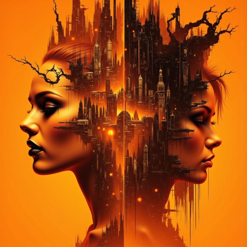 Glamorous Female Portrait in Split Mirror Style