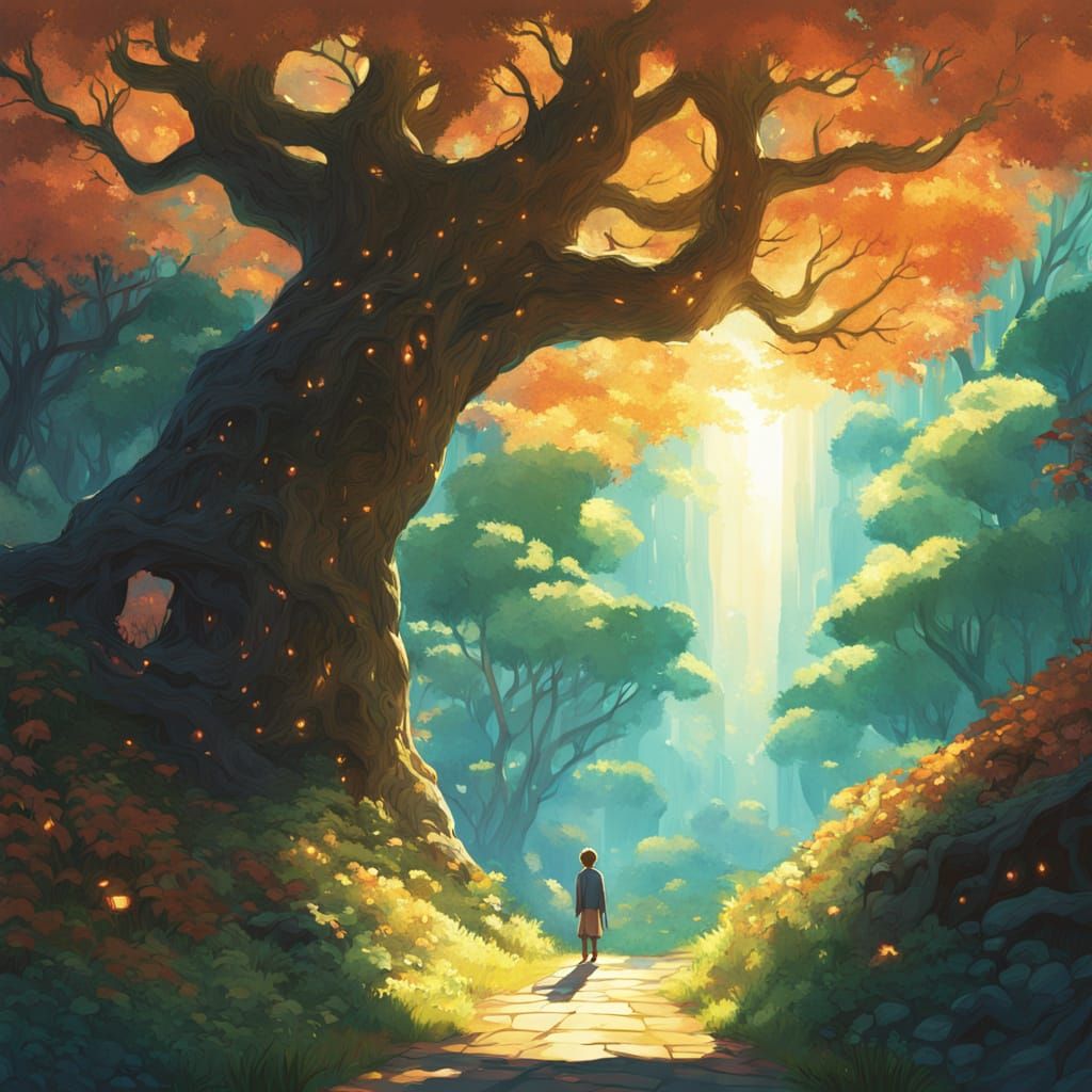 Surreal Fantasy Tree Illuminates Mystical Portal