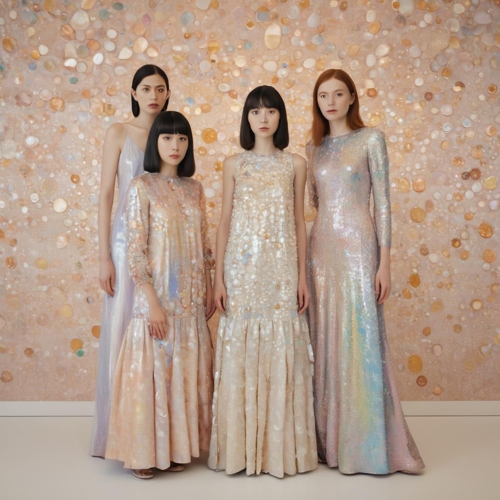 Opulent Women in Iridescent Pique Art Style