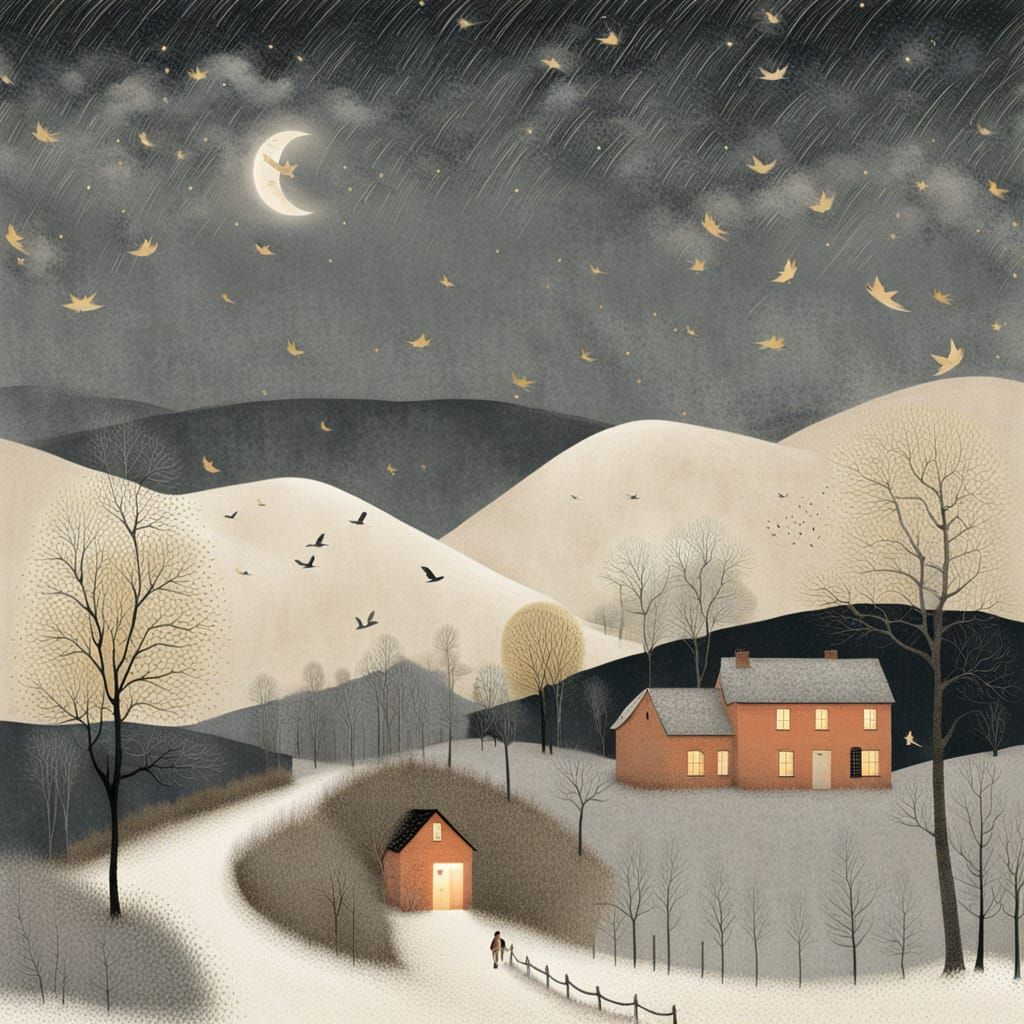 Midnight Lightning Illuminates a Darkened Landscape in an Im...