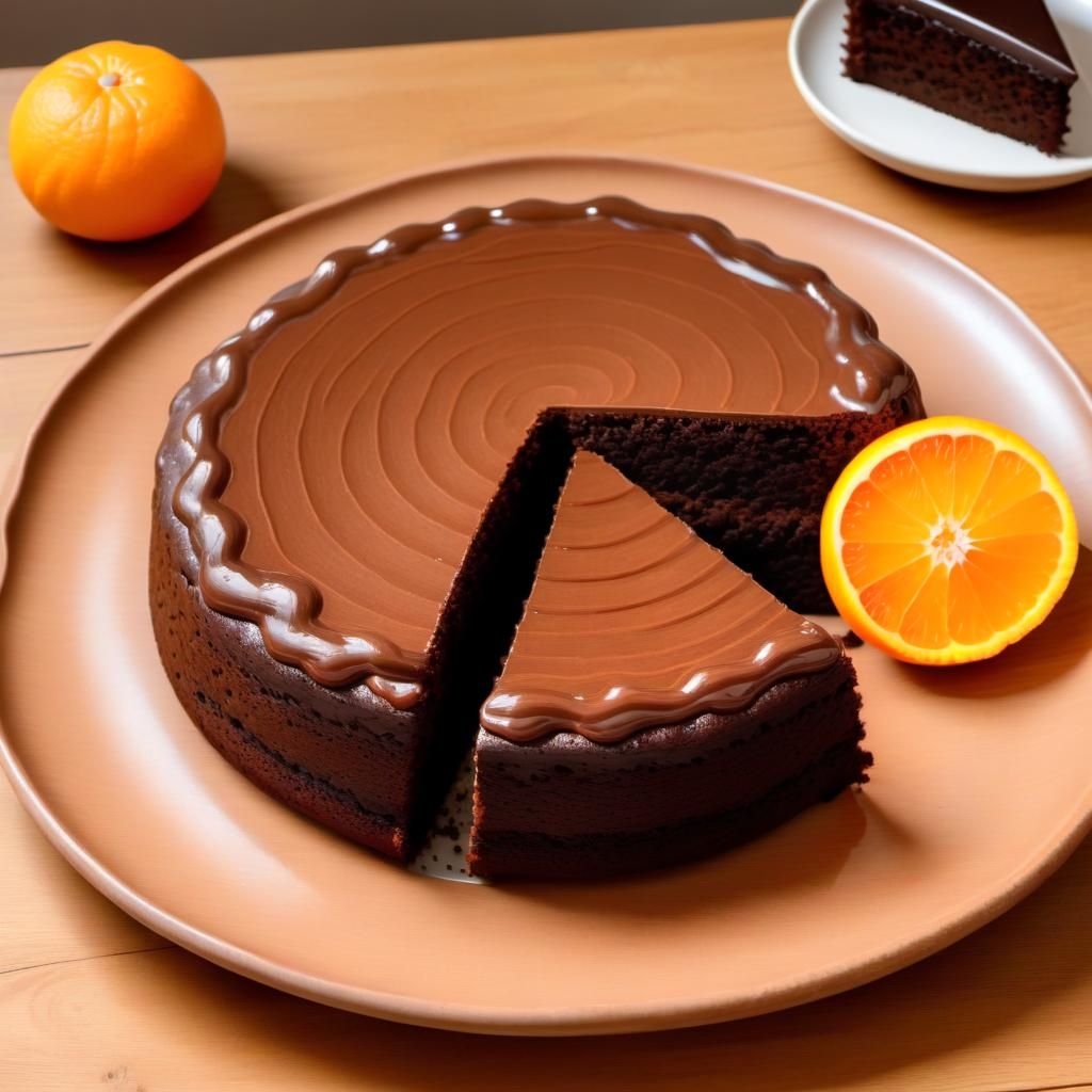 Delicious Chocolate Cake with Orange Slice