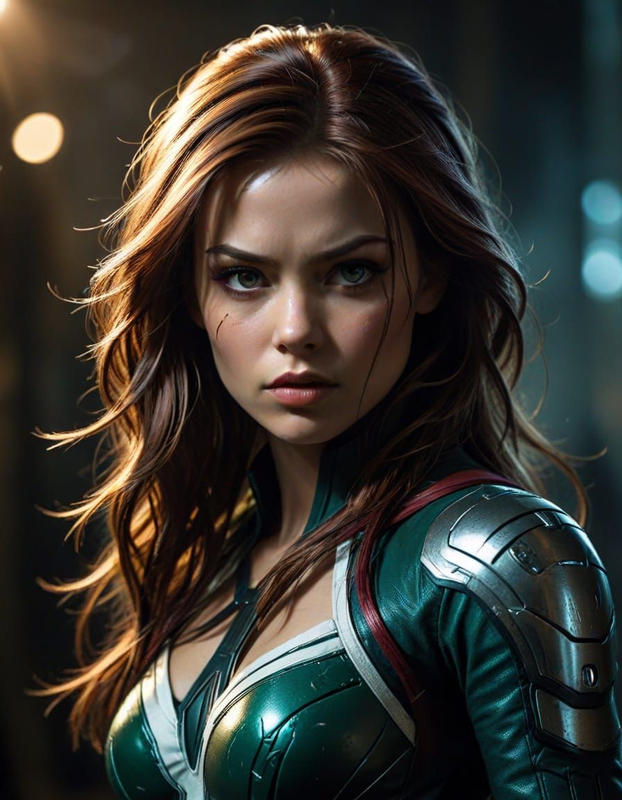 Marvel's Rogue in Cinematic Pose with White Hair Highlights