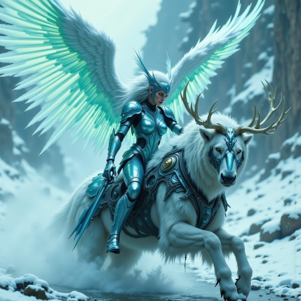 Cyber Frost Angel on Cybernetic Moose Motorcycle