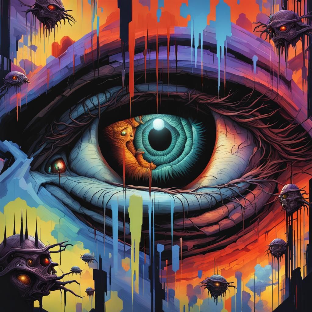 Dark Fantasy Digital Art in Purple and Yellow